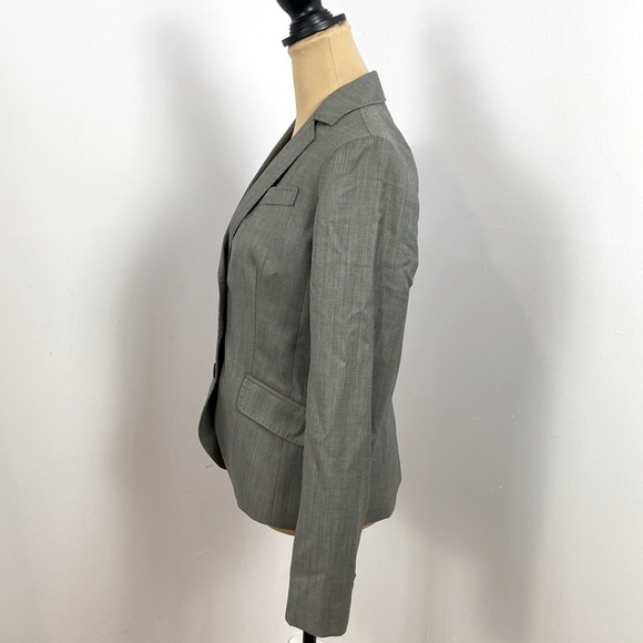 J Crew Grey Patterned  Fine Wool Cashmere Three Button Blazer Suit Jacket Size 6 - Picture 6 of 10